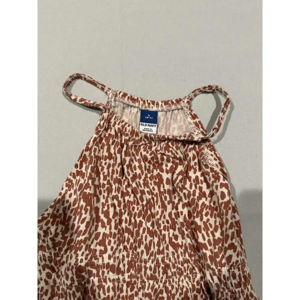 Old Navy Brown/White Animal Print Strappy Scoop Neck Midi Sundress Size S